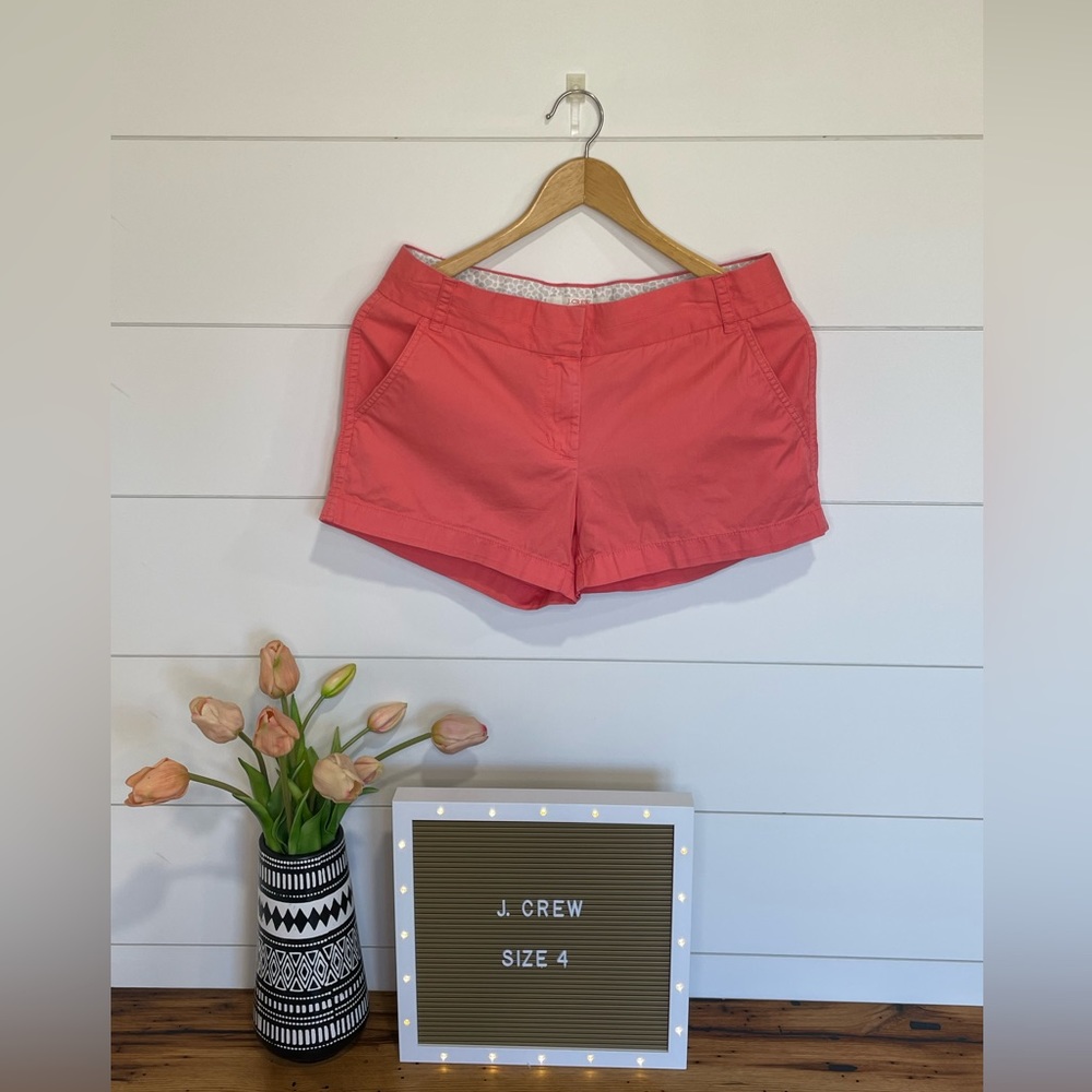 J. Crew Cotton Chino Shorts in Salmon Pink